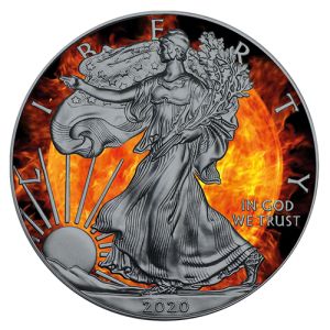 1 oz Silber Eagle 2020 – Feuer, Art Color Collection